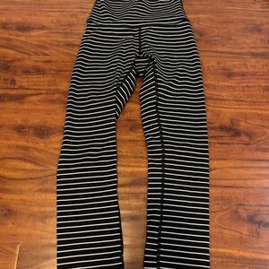 Striped Black and White mid calf Legging